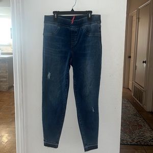 Spanx skinny jeans with elastic waistband
